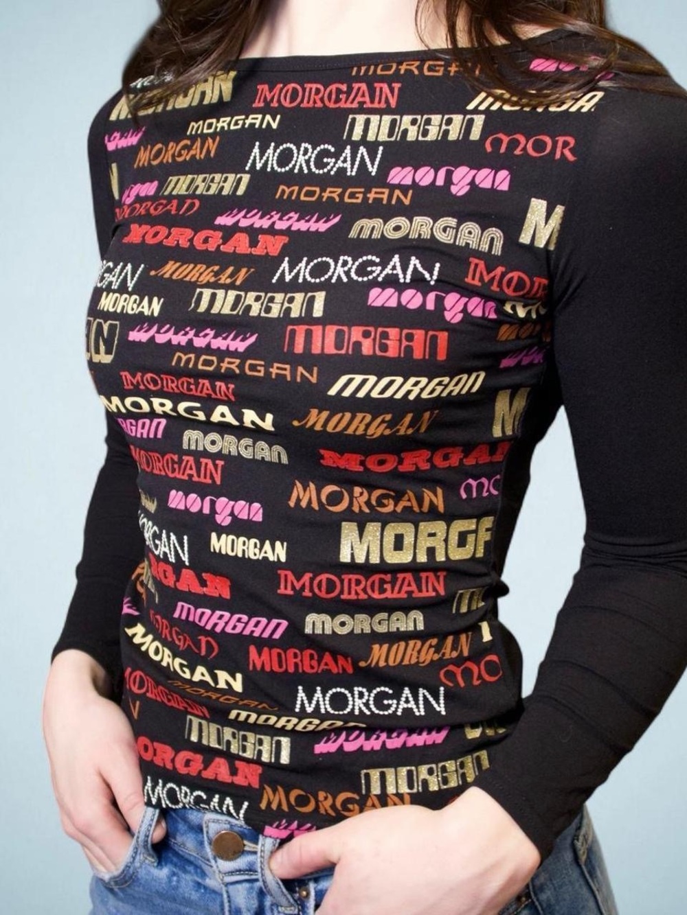 Morgan De Toi “Morgan” Logo Black Long Sleeve Top